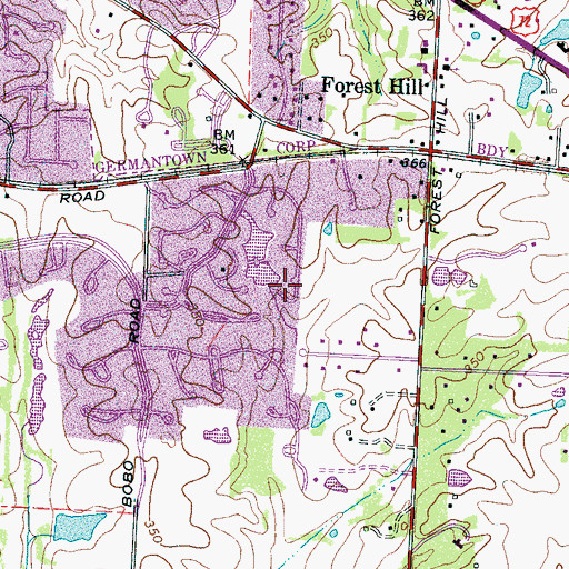 Topographic Map of Hunt Lake Dam, TN