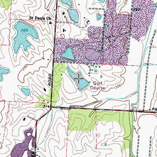 Topographic Map of Houston Levee Golf Course Lake, TN