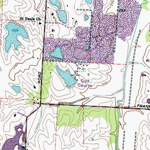 Topographic Map of Houston Levee Golf Course Dam, TN