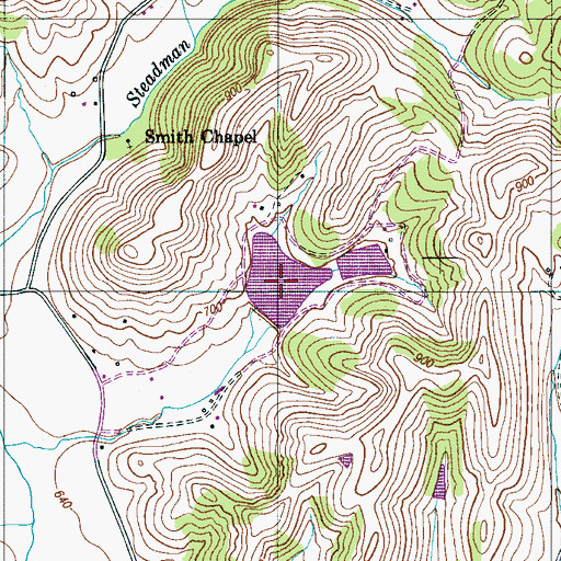 Topographic Map of Whitaker Lake, TN
