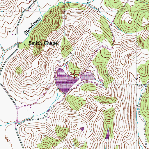Topographic Map of Whitaker Lake Dam, TN