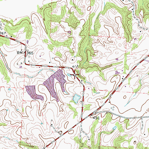 Topographic Map of Mustin Lake Number Two, TN