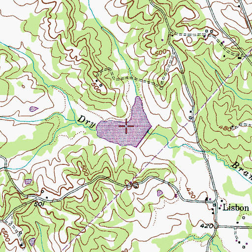 Topographic Map of Porters Creek Lake Number Three, TN