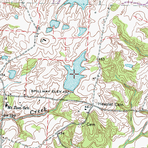 Topographic Map of Mitchell Lake, TN