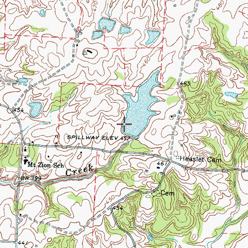 Topographic Map of Mitchell Lake Dam, TN