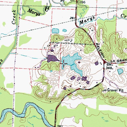 Topographic Map of James Lake Dam, TN
