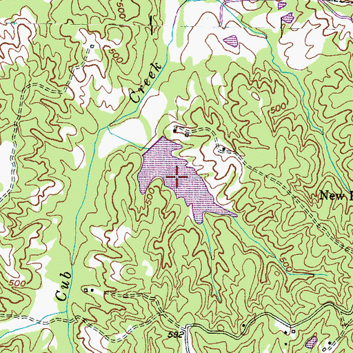 Topographic Map of Cub Creek Tree Farm Lake, TN