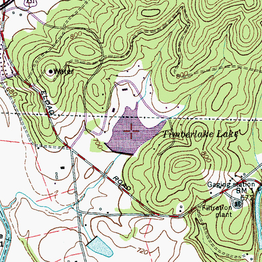 Topographic Map of Timber Lake, TN