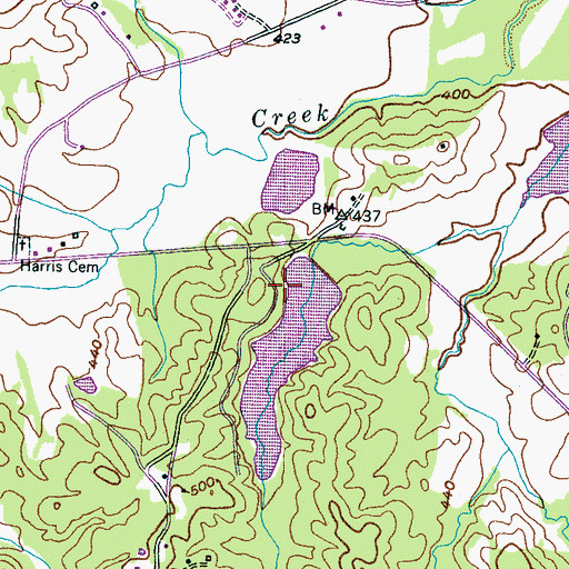 Topographic Map of Lake Hardeman Dam, TN