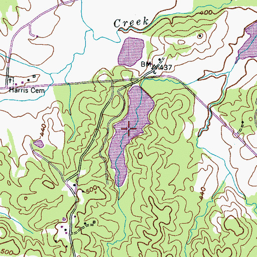 Topographic Map of Lake Hardeman, TN