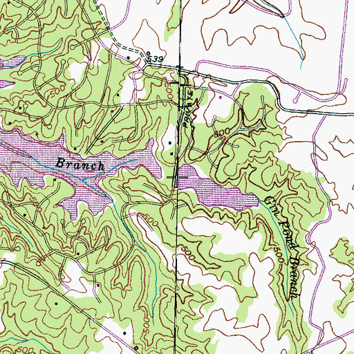 Topographic Map of Grand Valley Dam Number Two, TN