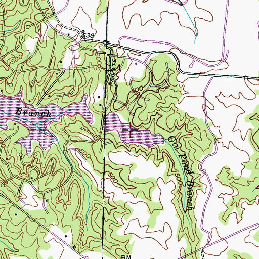 Topographic Map of Grand Valley Lake Number Two, TN