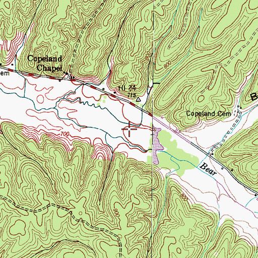 Topographic Map of Weatherford-Bear Creek Lake Number Two, TN