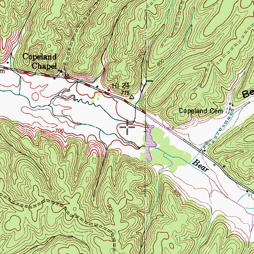Topographic Map of Weatherford-Bear Creek Dam Number Two, TN