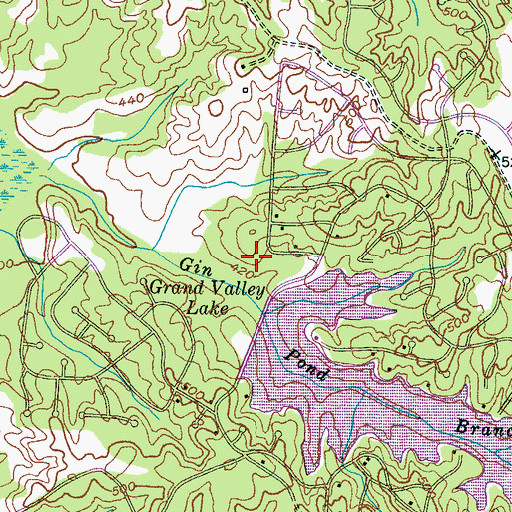 Topographic Map of Grand Valley Lake Number One Dam, TN