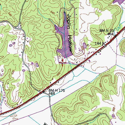 Topographic Map of Twin Springs Lake, TN