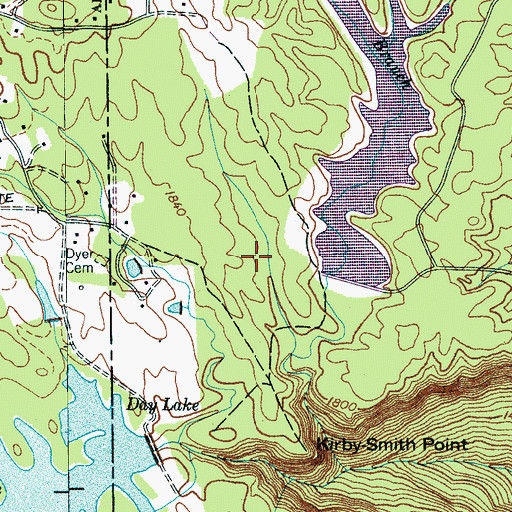 Topographic Map of Clifftops Lake, TN