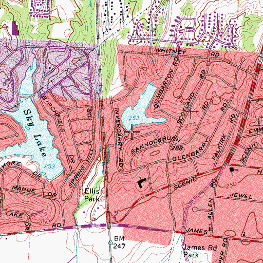 Topographic Map of Lochnevin Dam, TN
