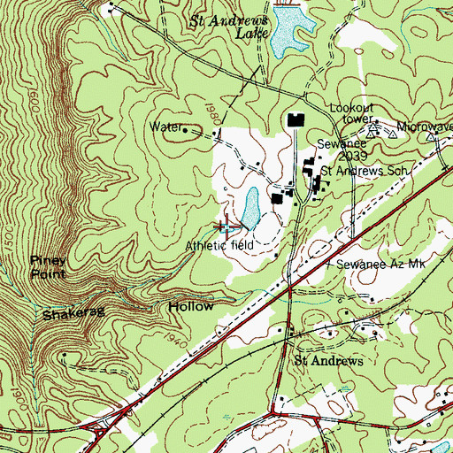 Topographic Map of Athletic Field Lake, TN