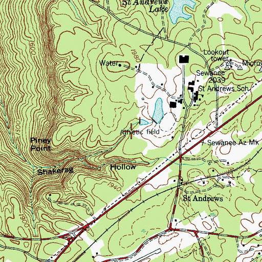 Topographic Map of Athletic Field Dam, TN