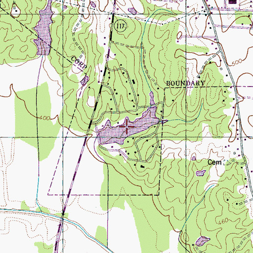 Topographic Map of Tanyard Springs Lake, TN