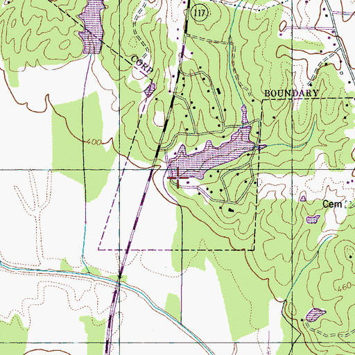 Topographic Map of Tanyard Springs Dam, TN