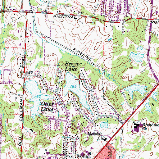 Topographic Map of Beaver Lake Dam, TN