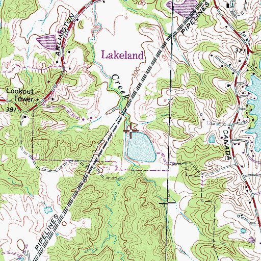 Topographic Map of Lakeland Sewage Pond Dam, TN
