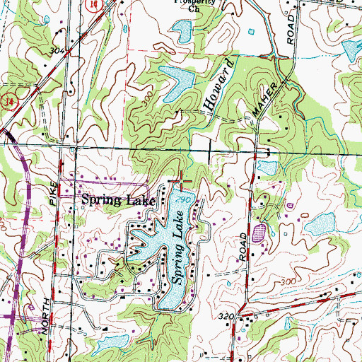 Topographic Map of Spring Lake Dam, TN
