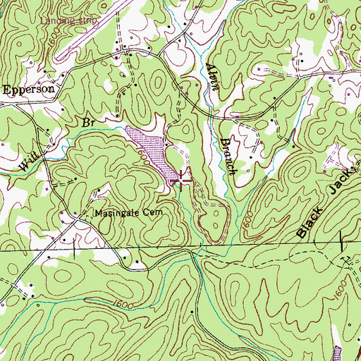 Topographic Map of Yeller Nugget Lake Dam, TN