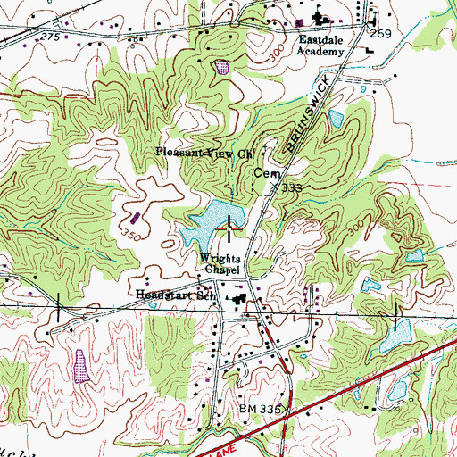 Topographic Map of Downing Dam, TN