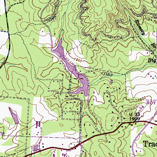 Topographic Map of Littell Number One Lake, TN