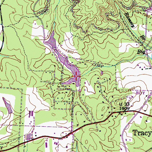 Topographic Map of Littell Number One Lake Dam, TN