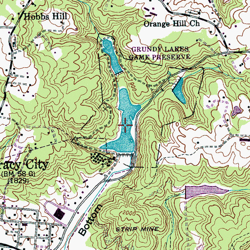 Topographic Map of Grundy Lake Number One, TN