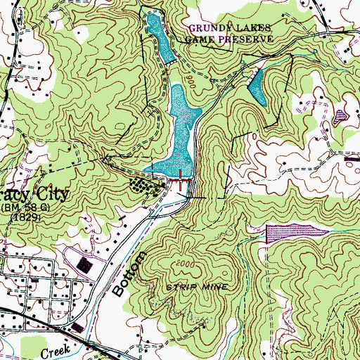 Topographic Map of Grundy Lake Number One Dam, TN