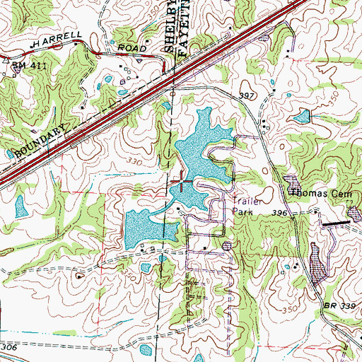 Topographic Map of Pine Lake, TN