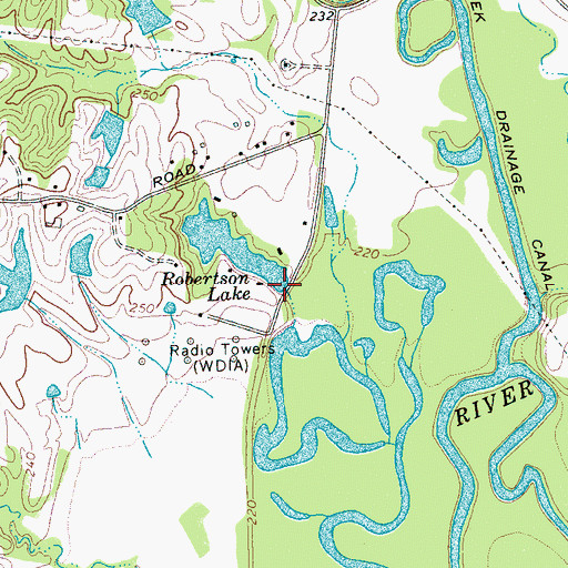 Topographic Map of Robertson Lake Dam, TN