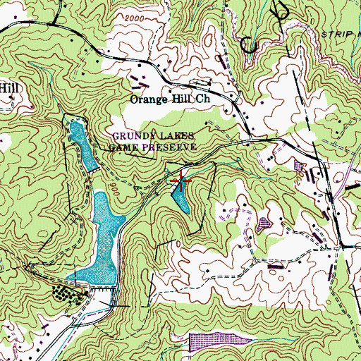 Topographic Map of Grundy Lake Dam Number Four, TN