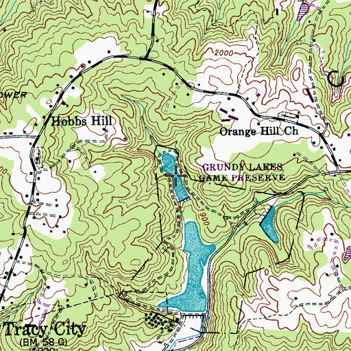 Topographic Map of Grundy Lake Number Two, TN