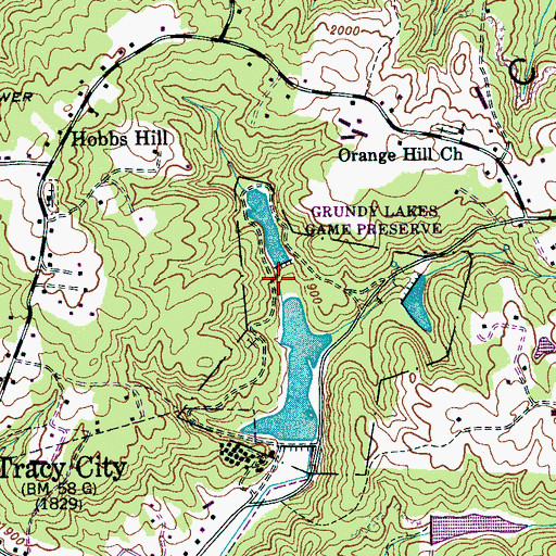 Topographic Map of Grundy Lake Number Two Dam, TN