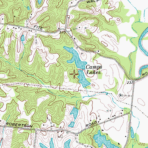 Topographic Map of Camp Lake Number One Dam, TN