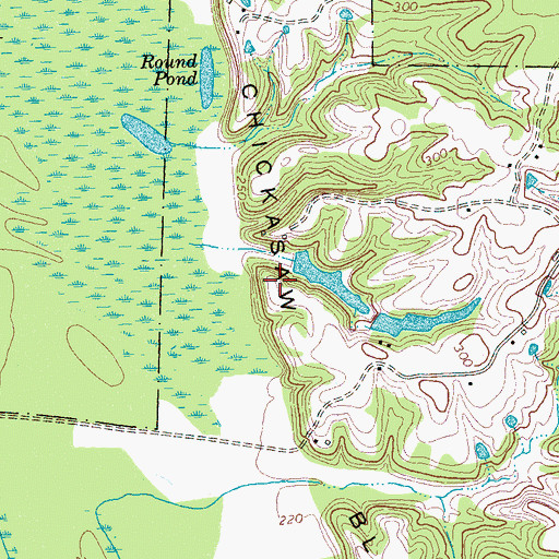 Topographic Map of McAlexander Lake Number One Dam, TN