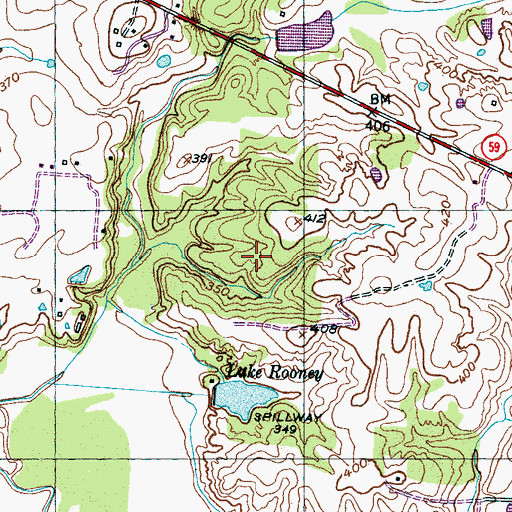 Topographic Map of Winfrey Lake Dam, TN