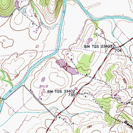 Topographic Map of Glen Barker Lake, TN