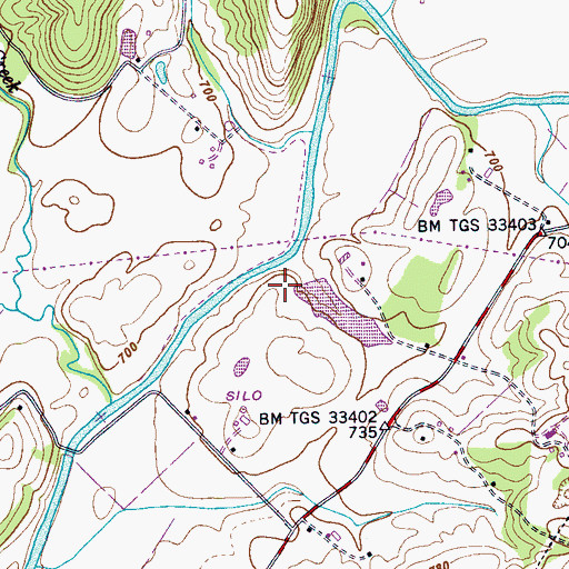 Topographic Map of Glen Barker Dam, TN
