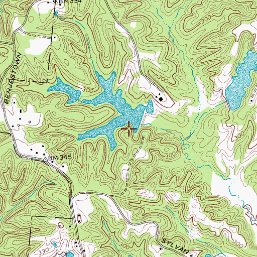 Topographic Map of Chase Lake Number One Dam, TN