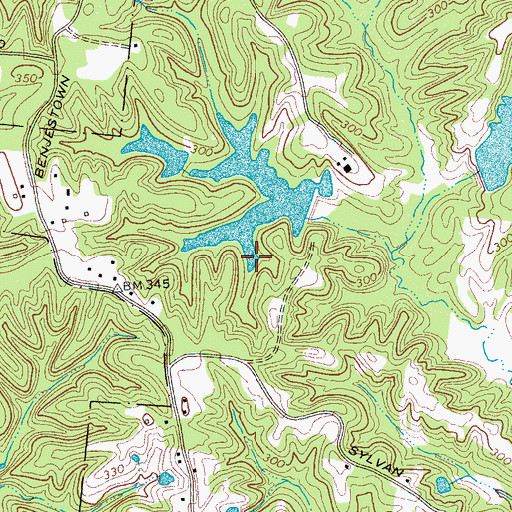 Topographic Map of Chase Lake Number One, TN
