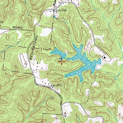 Topographic Map of Chase Lake Number Two Dam, TN