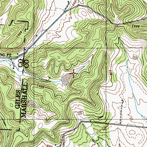 Topographic Map of Burns Lake Dam, TN
