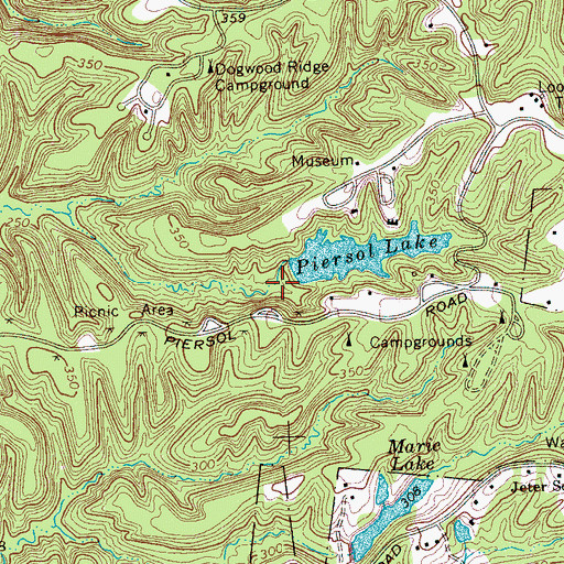 Topographic Map of Piersol Lake Dam, TN